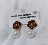 گوشواره میناکاری گل رز