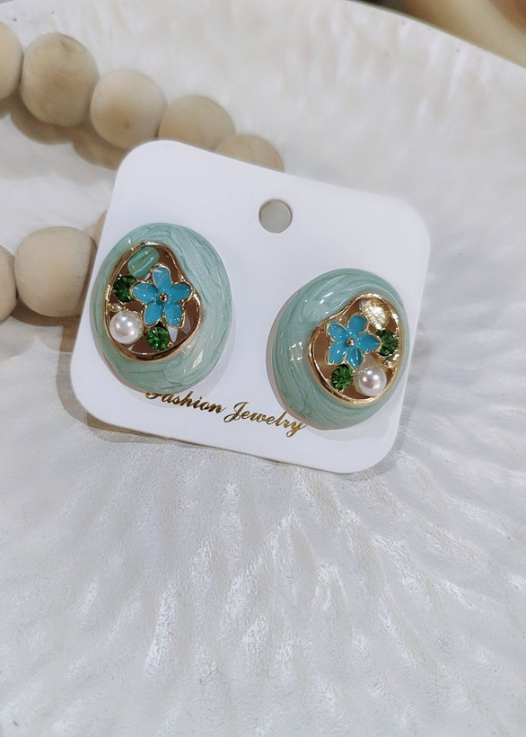 گوشواره میناکاری گل آبی